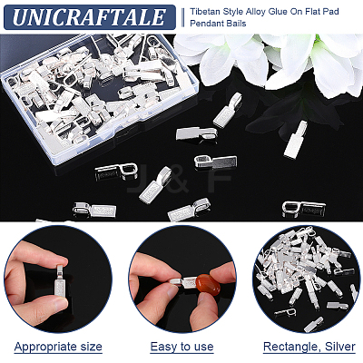 100Pcs Tibetan Style Alloy Glue-on Flat Pad Bails FIND-UN0002-33-1