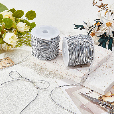 2 Rolls Polyester Metallic Elastic Round Cord OCOR-CY0003-50B-1