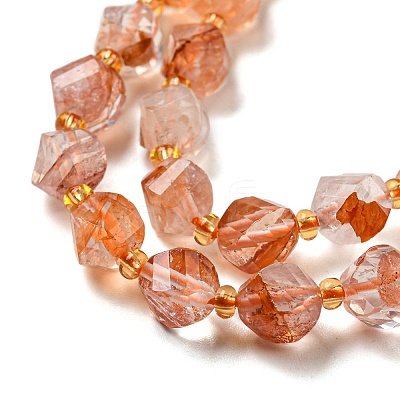 Natural Red Hematoid Quartz/Ferruginous Quartz Beads Strands G-M443-B07-02-1