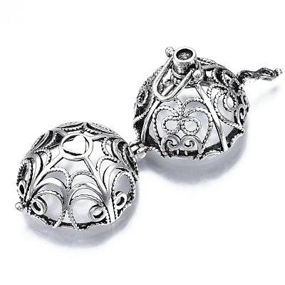 Rack Plating Brass Cage Pendants KK-Q402-01AS-1