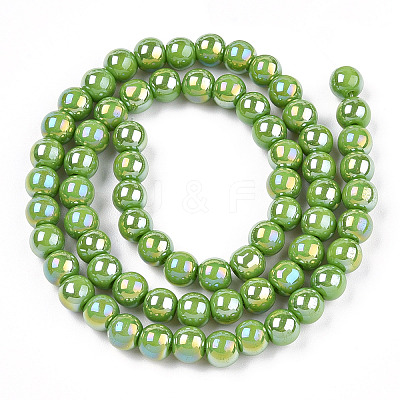 Electroplate Opaque Glass Beads Strands GLAA-T032-P10mm-AB06-1