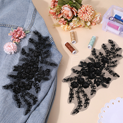 3D Flower Polyester Embroidery Sew on Appliques PATC-WH0012-02A-1
