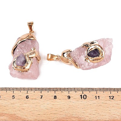 Raw Rough Natural Rose Quartz Pendants G-T138-175D-1
