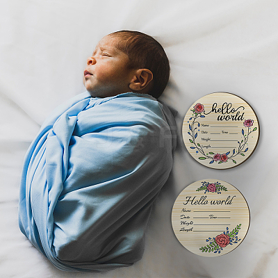 2Pcs 2 Style Single-face Printed Wooden Baby Photo Props DJEW-WH0600-004-1