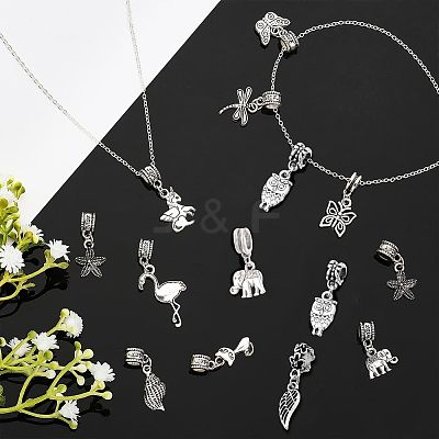 48Pcs 12 Styles Tibetan Style Alloy European Dangle Charms FIND-CA0005-67-1