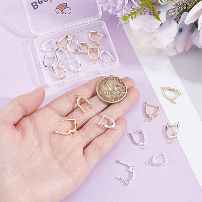 20Pcs 2 Colors Rack Plating Eco-friendly Brass Hoop Earring Findings with Latch Back Closure KK-BBC0027-50-1