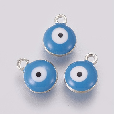 Double-sided Platinum Plated Alloy Enamel Charms LS-ENAM-WH0046-B05-1