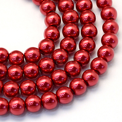 Baking Paint Pearlized Glass Pearl Round Bead Strands HY-Q003-6mm-51-1