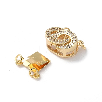 Rack Plating Brass Micro Pave Clear Cubic Zirconia Box Clasps KK-E073-02G-1