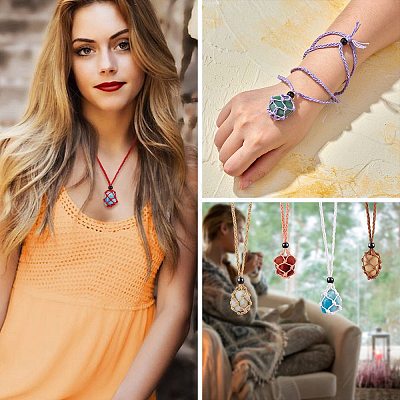 Braided Waxed Cotton Thread Cords Macrame Pouch Necklace Making AJEW-SW00020-1