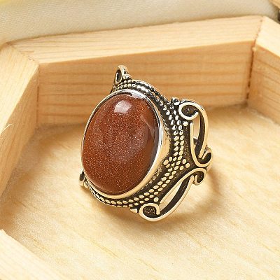 Natural & Synthetic Gemstone Adjustable Rings RJEW-I108-02AS-1