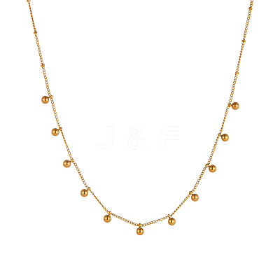 304 Stainless Steel Round Ball Tassel Bib Necklaces for Women FS-WG5B7A4-02-1