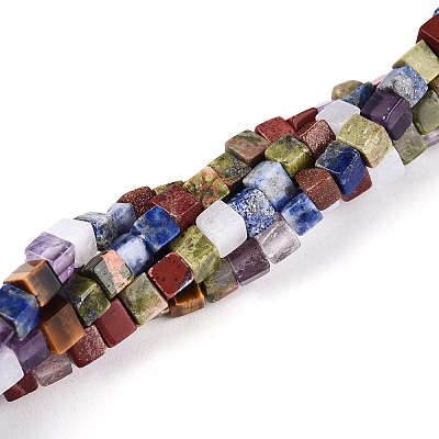 Natural & Synthetic Mixed Gemstone Beads Strands G-T143-34-1