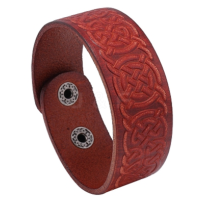 Witch Knot Pattern Cowhide Crod Bracelets PW-WG33678-02-1