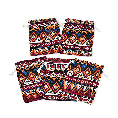 Ethnic Style Burlap Packing Pouches ABAG-N009-06C-01-1