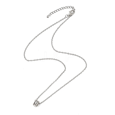Alloy Disc with Heart Pendant 304 Stainless Steel Cable Chain Necklaces for Women NJEW-JN05639-1