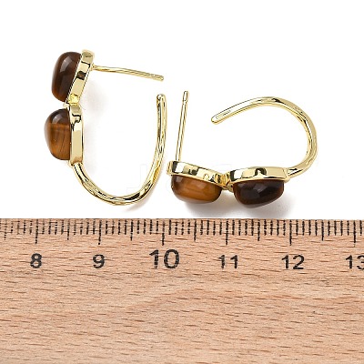 Valentine's Day Heart Natural Tiger Eye Stud Earrings EJEW-T053-01G-11-1