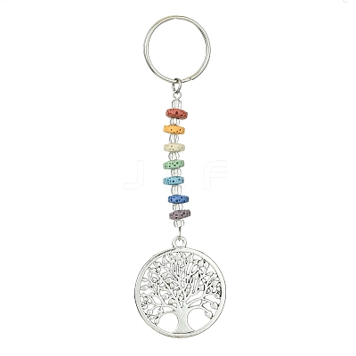 Chakra Natural Lava Rock & Alloy Tree of Life Pendant Keychain KEYC-JKC00644-03-1