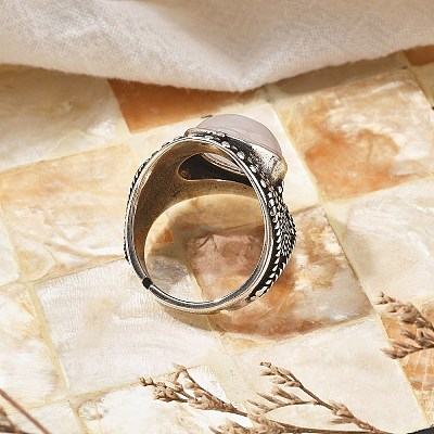 Natural Rose Quartz Adjustable Rings RJEW-I108-03AS-15-1