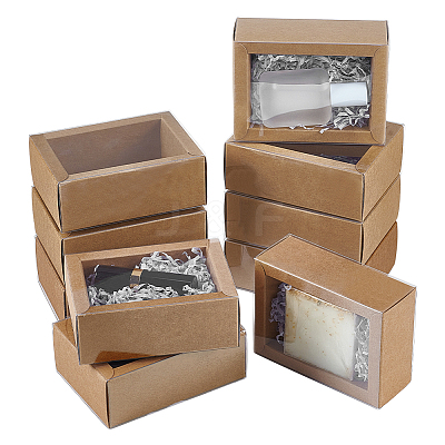 Kraft Paper Cardboard Gift Drawer Boxes CON-WH0085-129A-1