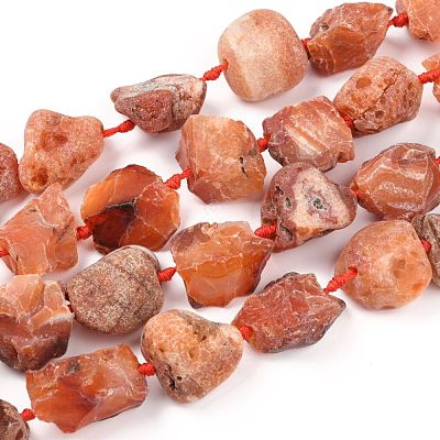 Rough Raw Natural Carnelian Beads Strands G-F595-I07-1