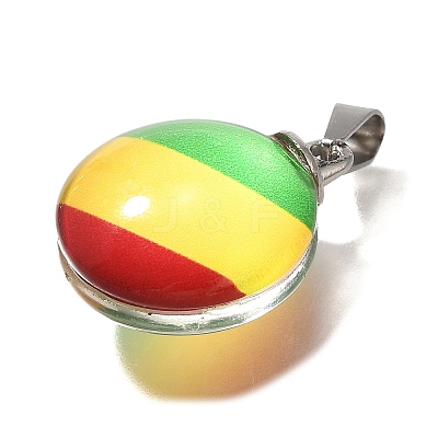 Flat Round 201 Stainless Steel Acrylic Pendants STAS-U036-01P-03-1