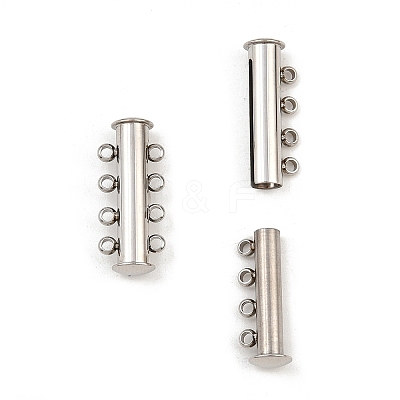 Non-Tarnish 4-Strands 304 Stainless Steel Slide Lock Clasps STAS-H402-35P-01-1