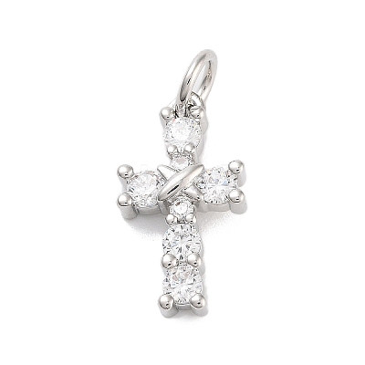Rack Plating Brass Clear Cubic Zirconia Pendants X-KK-M293-13P-1