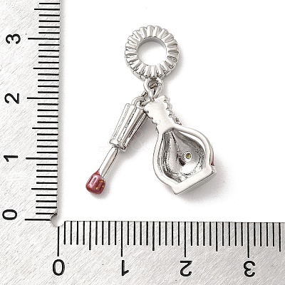 Brass Micro Pave Clear Cubic Zirconia European Dangle Charms KK-A278-08P-02-1