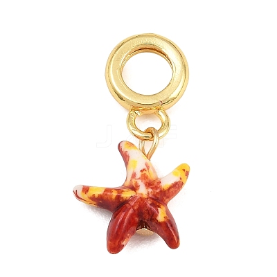 Brass Resin European Dangle Charms KK-CBA3642-01G-1