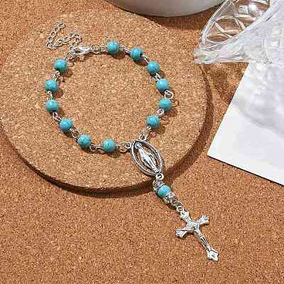 Alloy Cross Charm Bracelets BJEW-TA00423-01-1