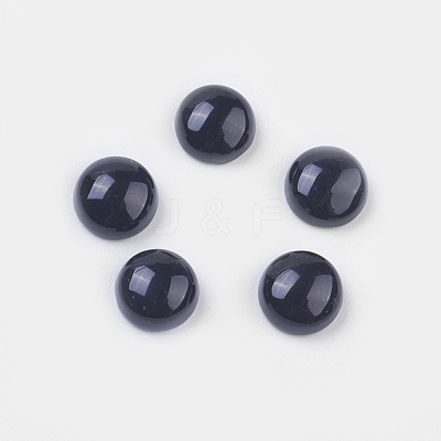 Natural Dyed & Heated Black Agate Cabochons X-G-BA8x4-1