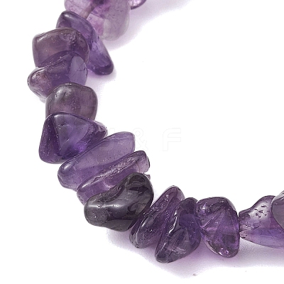 Natural Amethyst Chip Beaded Stretch Bracelets for Women Men BJEW-JB10652-04-1