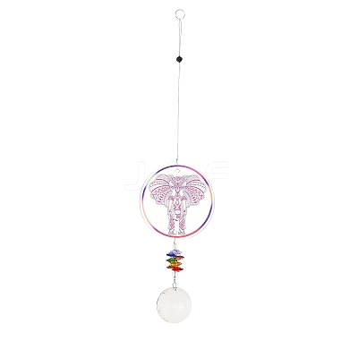 Glass Round Window Hanging Suncatchers DJEW-PW0010-04A-1