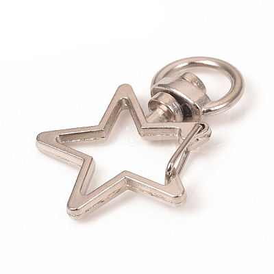 Star Shape Zinc Alloy Swivel Lobster Clasps IFIN-WH0053-02P-1