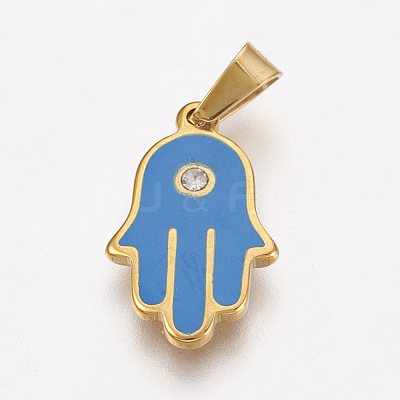 304 Stainless Steel Enamel Pendants STAS-F185-33G-1