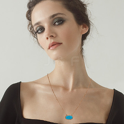 6Pcs 6 Colors Simulated Druzy Resin Oval Pendant Necklaces Set with Alloy Satellite Chains NJEW-AN0001-59-1