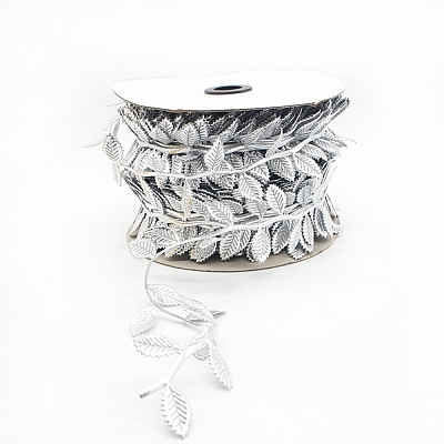 Polyester Imitation Leaf Ribbon OCOR-WH0068-77B-1