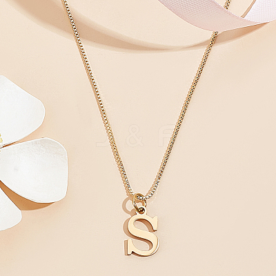 1pc 304 Stainless Steel Letter Pendant Necklaces NJEW-LP0001-38S-G-1
