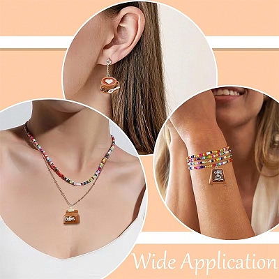 24Pcs 6 Styles Coffee Theme Opaque Resin Pendants RESI-YW0006-18-1