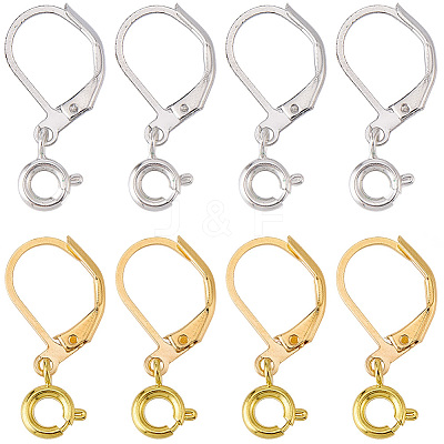 20 Pairs 2 Colors Brass Leverback Earring Findings KK-SC0007-43-1