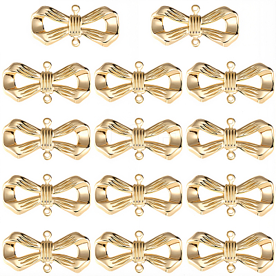 14Pcs Brass Bowknot Connector Charms KK-BBC0021-74-1