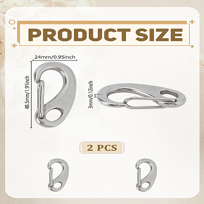 2Pcs 304 Stainless Steel Push Gate Snap Keychain Clasp Findings STAS-LP0005-53-1