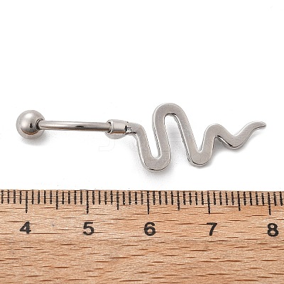 Alloy Rhinestone Snake Curved Barbell Belly Rings LS-AJEW-R007-03P-04-1