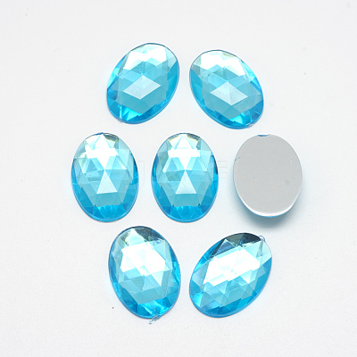 Acrylic Rhinestone Flat Back Cabochons X-GACR-Q011-13x18-04-1