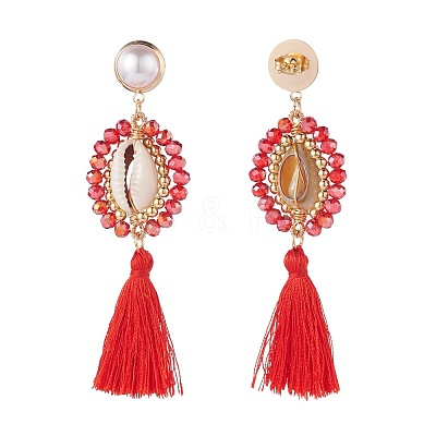 Beads Wire Wrap Long Dangle Stud Earring EJEW-TA00039-03-1