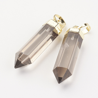 Natural Smoky Quartz Pointed Pendants X-G-G737-32E-G-1