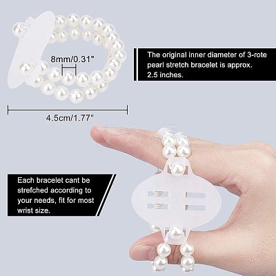 Plastic Imitation Pearl Stretch Bracelets FIND-NB0001-22-1