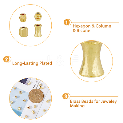 80Pcs 4 Style Brass Beads KK-DC0002-97-1