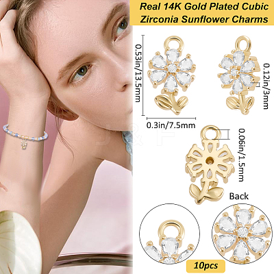 10Pcs Brass Micro Pave Clear Cubic Zirconia Charms KK-BBC0015-67-1